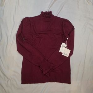 NWT CeCe Women's Burgundy Turtleneck Sweater